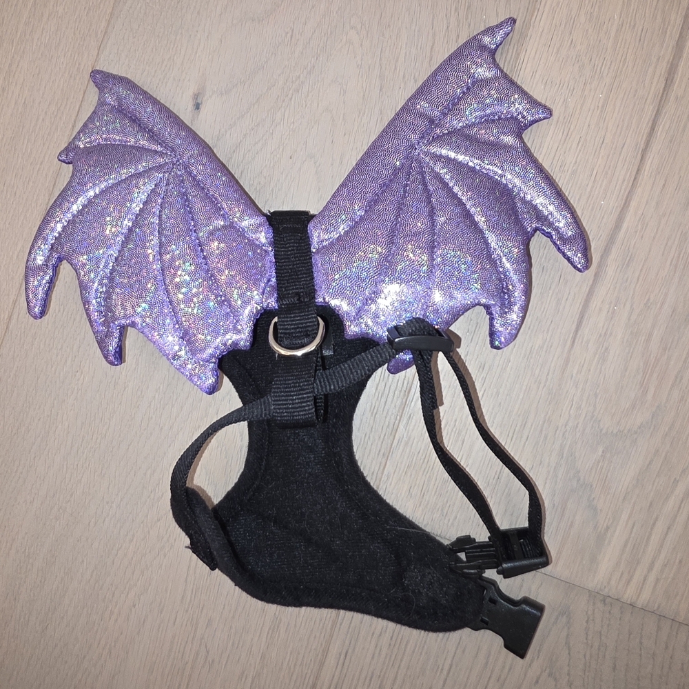 Hocus Pous Sparkling Purple Bat Wings Dog Cat Harness XS/S